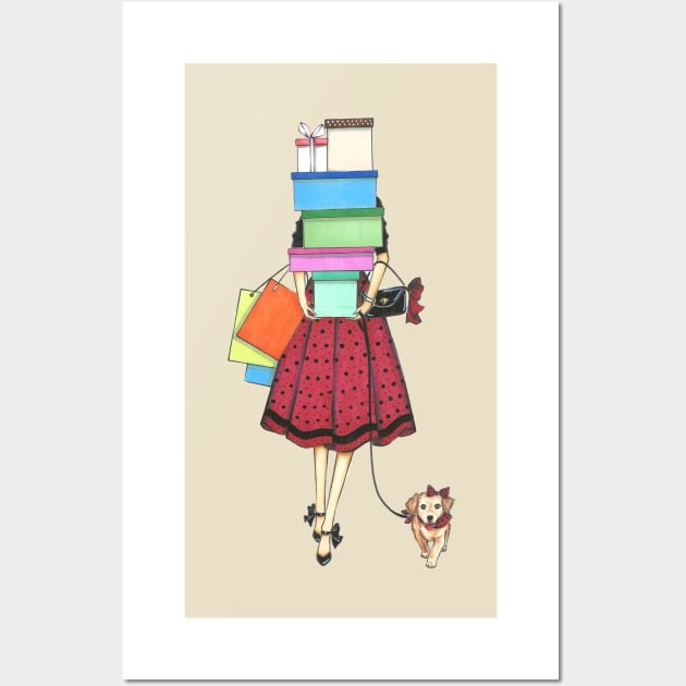 Shopping Lady Wall Art by Ji Illustrator